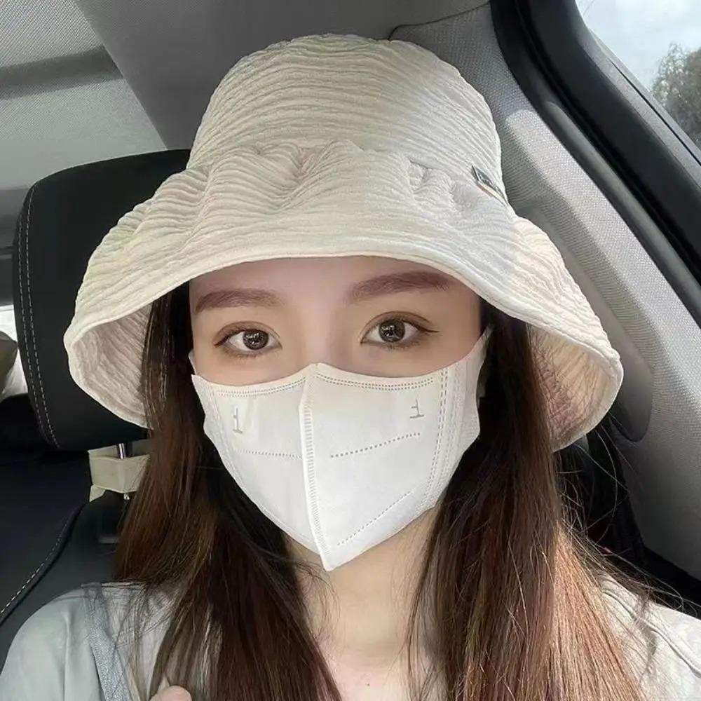 Cotton Fishmen Hat Foldable Solid Color Bucket Hat Portable Beach Cap Unisex