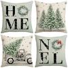 Christmas Tree Element Linen Material Pillowcase Warm Home Decoration Sofa Cushion Bedroom Pillowcase
