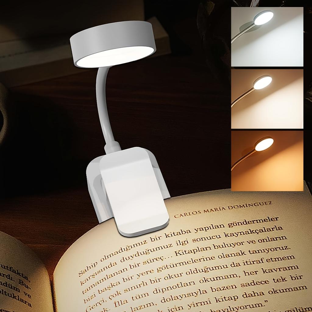 1PC Folding Mini Clip Book Lamp USB Rechargeable LED Night Light 3 Modes Eye Protection Stepless Dimmable Flexible Bedroom Reading