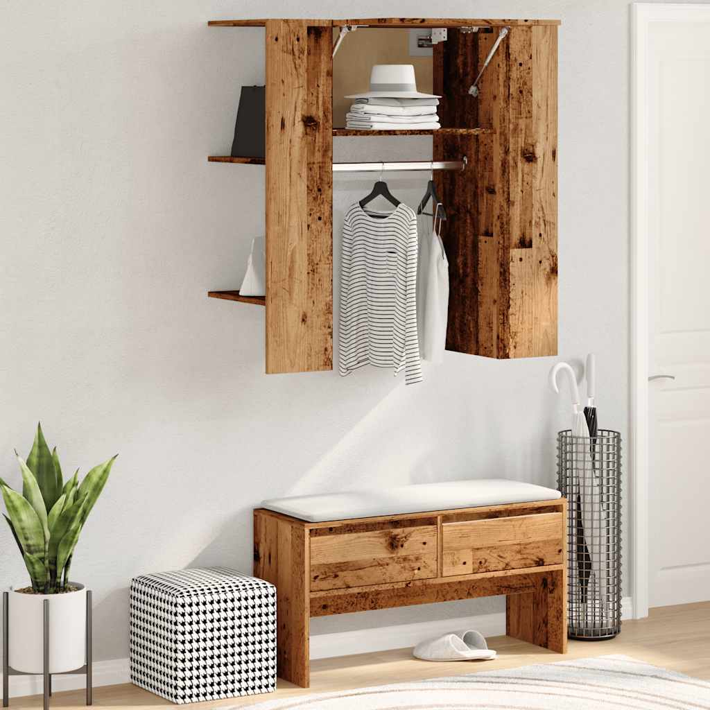 Hallway Cabinet with Vintage Wood Look 97.5 x 37 x 99 cm Particleboard