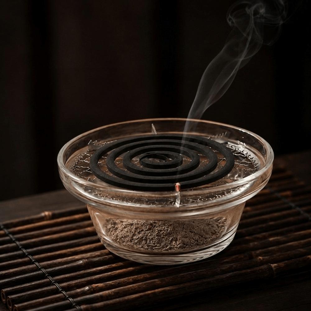 Transparent Glass Incense Burner with Filter Screen Mosquito Coils Tray Tea Ceremony