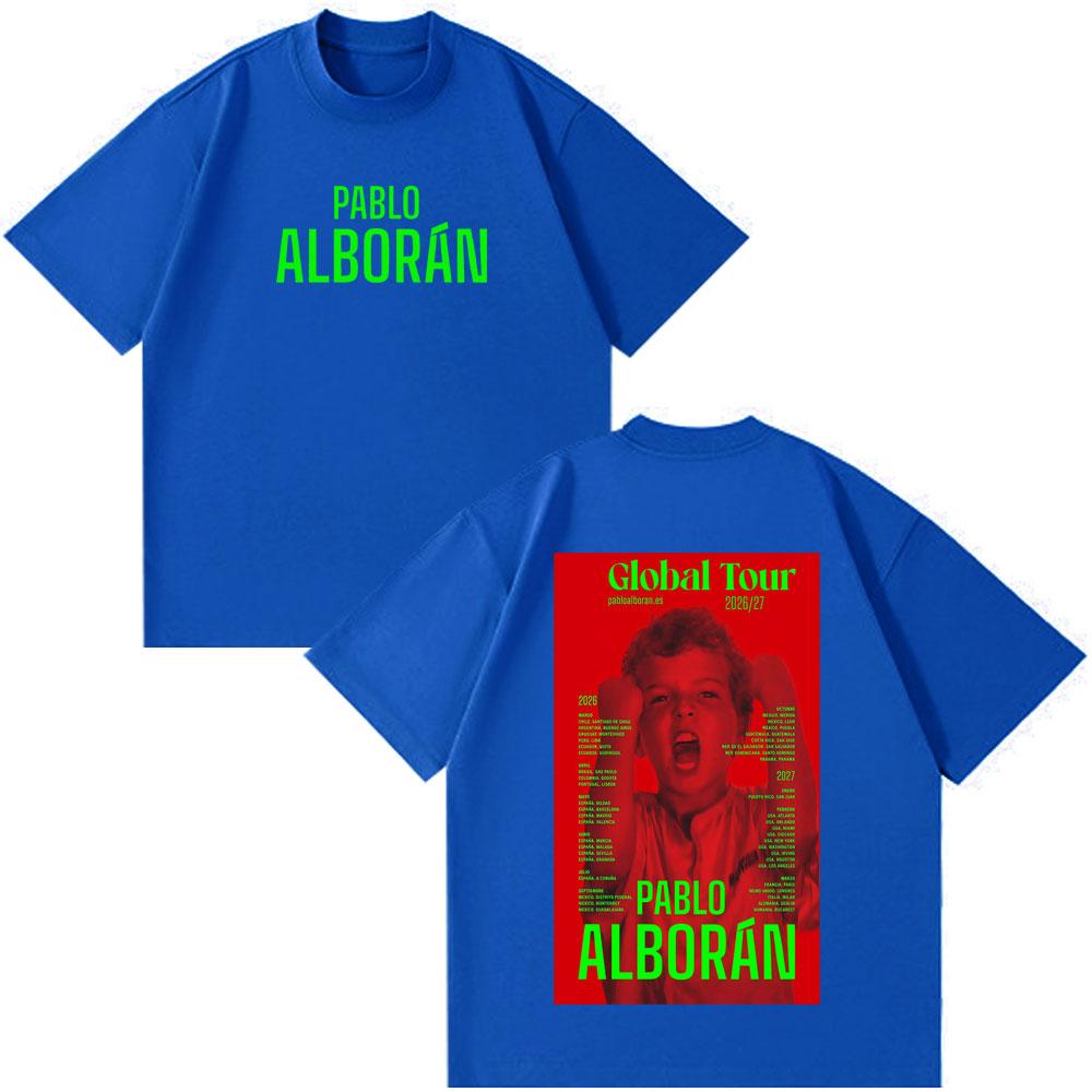 Singer Pablo Alborán Kmo Global Tour 2026 Print TShirt Men Women Hiphop Vintage Tshirts Shortsleeved Loose Aesthetic T Shirts