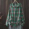 Hooded Double-layer Cotton Yarn Plaid Shirt Large Size Literary Retro Casual Cardigan Top Jacket