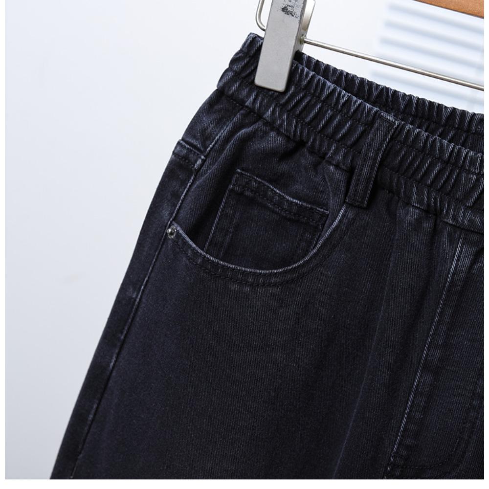 Dimanaf 2025 Большой размер Осень Женские джинсы Брюки Деним Женский Эластичный Базовый Черный С высокой посадкой Оверсайз Мода Новые брюки 5XL