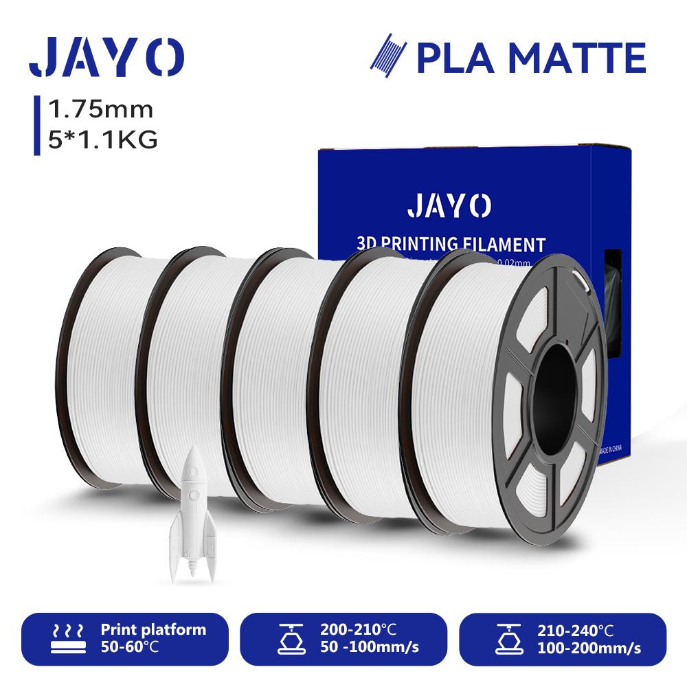 JAYO 5 катушек 3D PLA Матовый Филамент для 3D-принтера 1,75 мм+/-0,02 мм 100% Без пузырьков Нетоксичный Материалы для 3D-печати для 3D-принтера и ручки