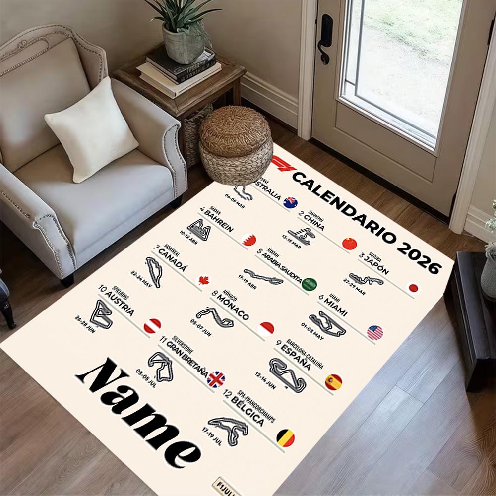 Formula Race Tracks Personalized Name Floor Mat Suitable for Living Rooms Dining Room Outdoor Decorate room Antislip Carpet Anime Office Decor