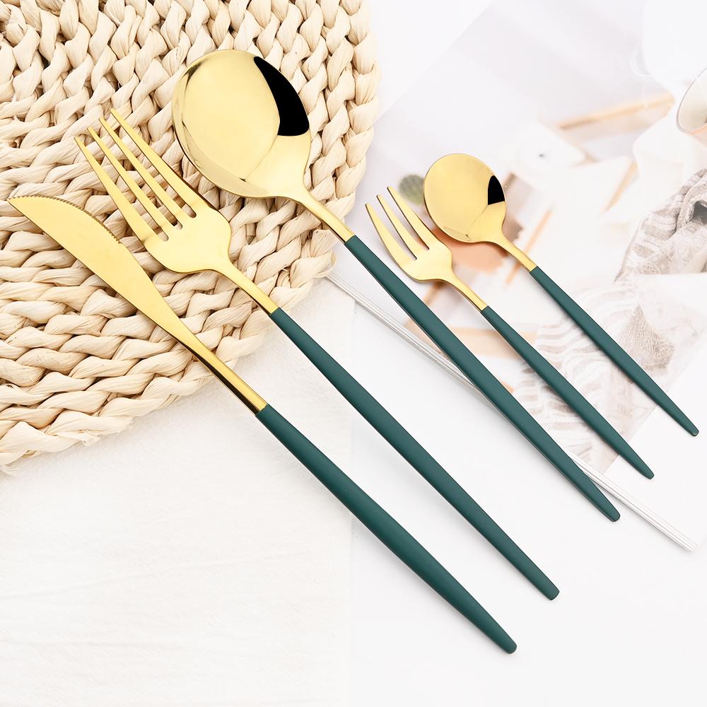 5 шт., черный набор столовых приборов, нож, вилка для торта, кофейная ложка, столовая посуда, столовые приборы из нержавеющей стали, столовые приборы в западном стиле, кухонное серебро