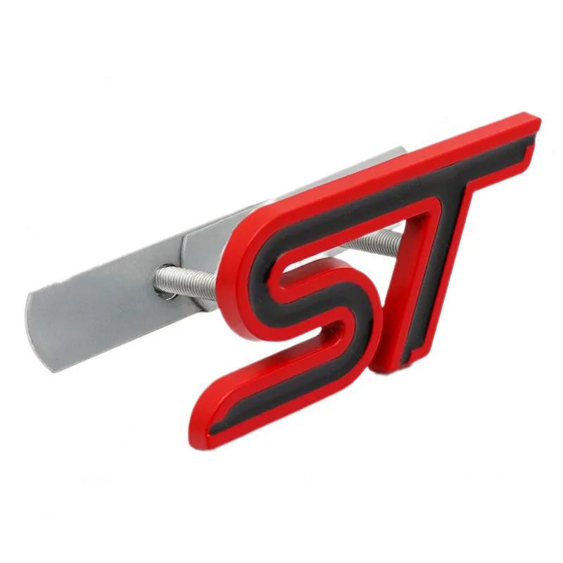 AJF1 3D Metal ST Front Grille Emblem Badge Car Rear Trunk Auto Sticker For Ford Focus Mondeo Fiesta Edge Escort MK2 MK3 MK4 MK5 MK7