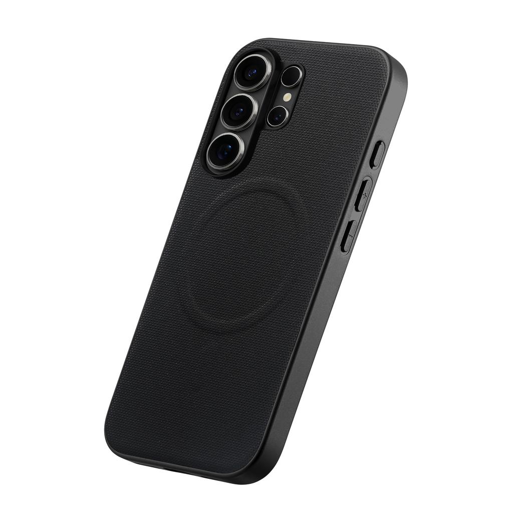 For Samsung Galaxy S26 Ultra Magnetic Case Fine Grid Texture Leather + PC + TPU Phone Cover