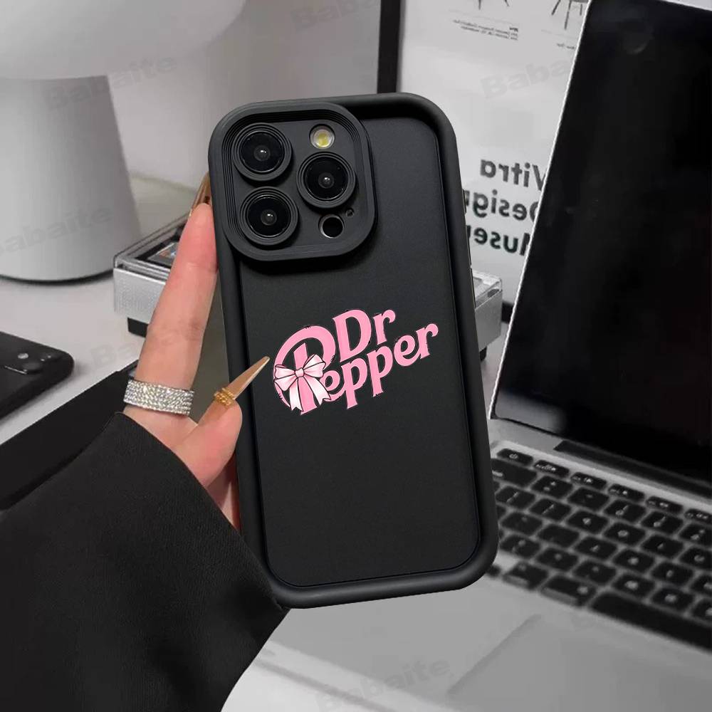 Силиконовый мягкий чехол для телефона с мультяшным рисунком D-Dr Pepper Для iPhone 17 16 15 14 Plus 13 12 Mini 11 Черный чехол