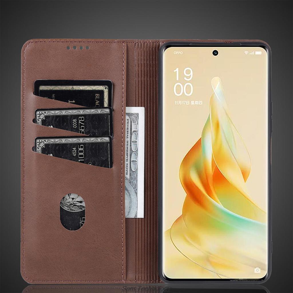 Роскошный магнитный адсорбционный кожаный чехол для OPPO Reno 9 Pro / OPPO Reno9 Pro Flip Cover Защитный чехол Capa Fundas Coque