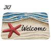 Non-slip Household Floor Mats Beach House Entrance Rug, Starfish Shell Welcome Mat, Coastal Waterproof Outdoor Patio Bathroom Door Mat for Front Decor