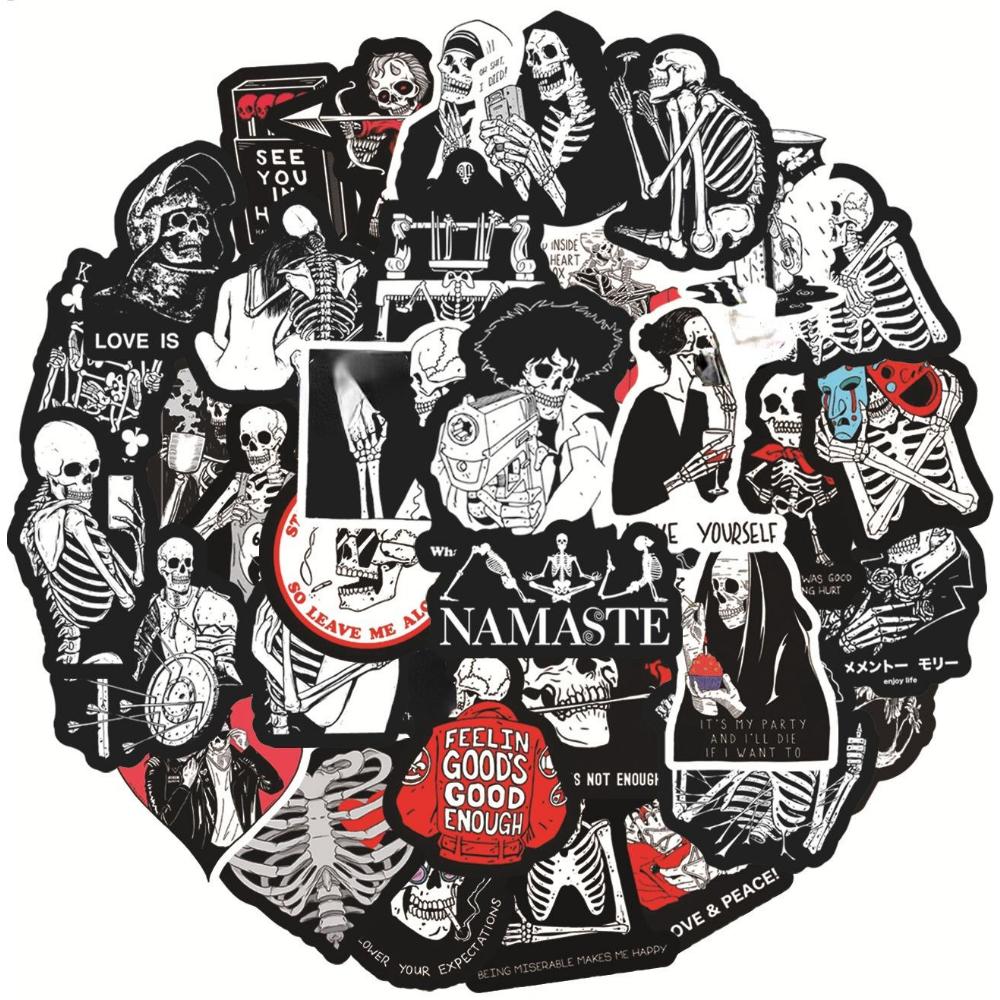 50/25 шт. красные и черные наклейки с призрачным лицом, забавные наклейки ужасов, наклейки для гитары, скейтборда, Хэллоуина