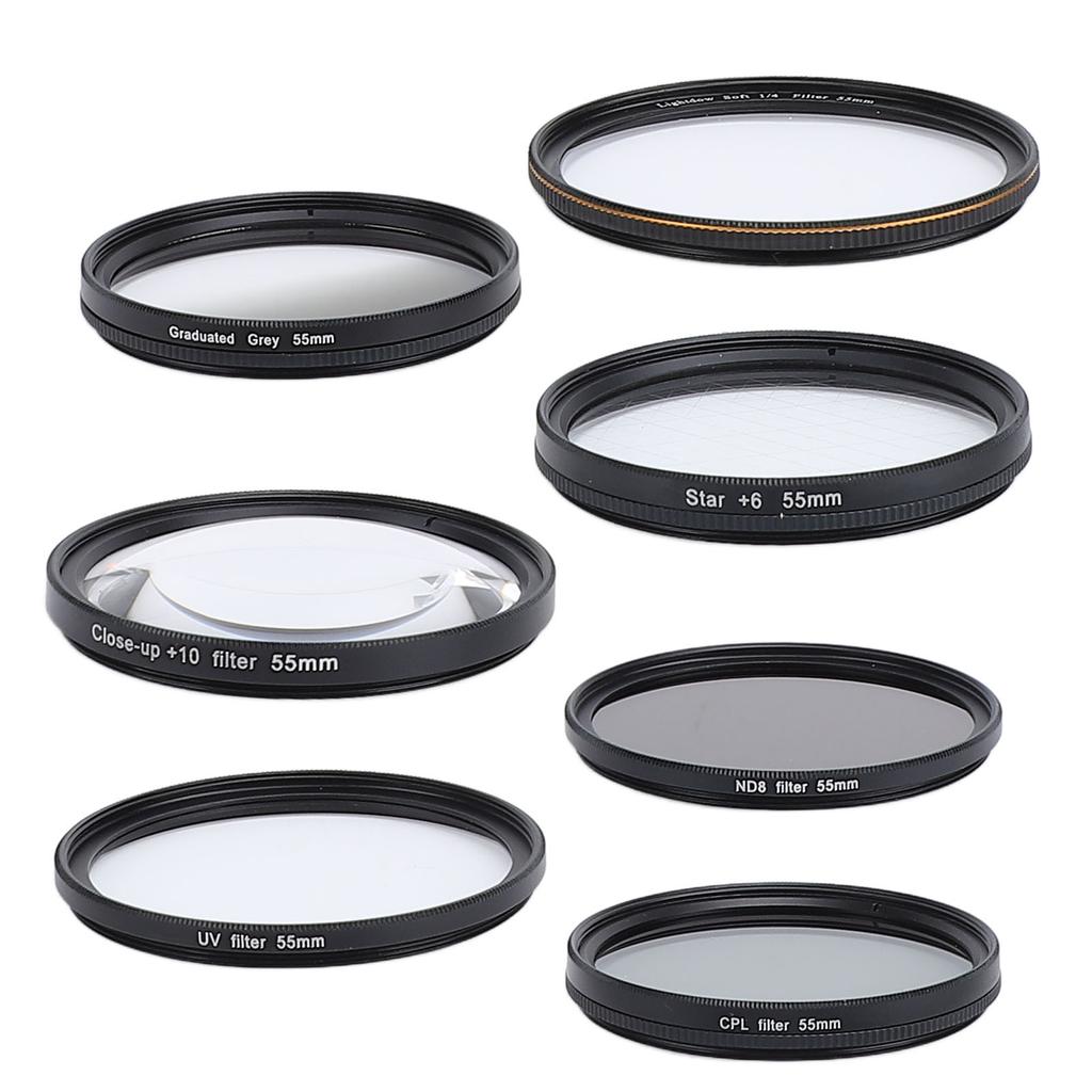 Camera Lens Filter Kit UV CPL ND8 Soft White Graduated Grey 10X Macro 6 Points Star Filter Set for
