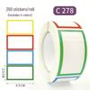 250 Blank Colored Name Stickers: Family Storage and Classification Self-Adhesive Labels