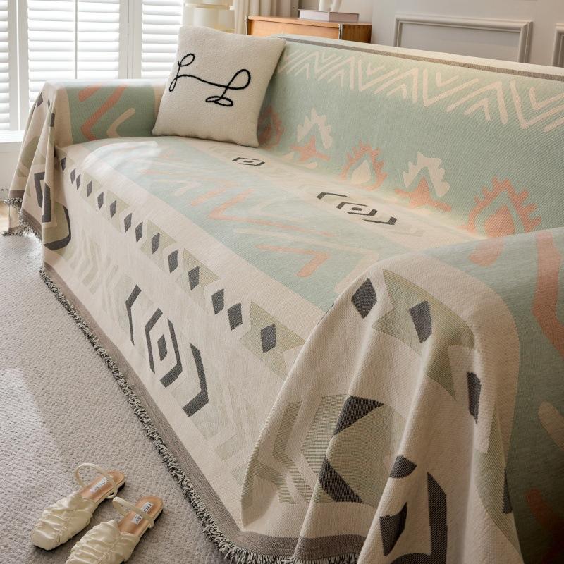 Чехол для полотенца EIFLOY-Geometric Sofa Towel Cover, чехол для дивана из синели, 3-местный, плед с кисточками, для гостиной, этнический стиль