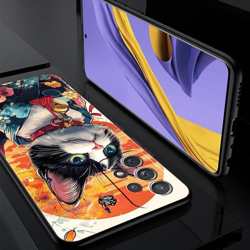 Чехол для телефона Samsung Galaxy A13 A15 A17 A07 A21S A22 A23 A25 A31 A73 A32 A52 A52S A41 5G Мягкий ТПУ Чехол Животное Кошка Татуировка Сумки