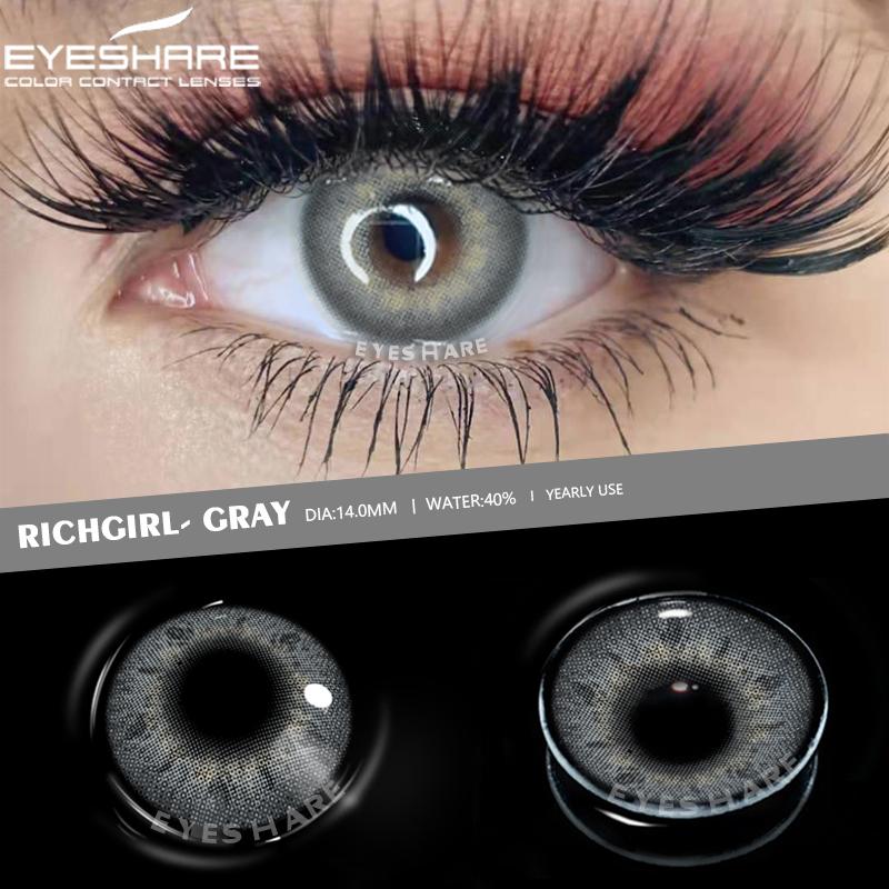 Eyeshare 2pcs/pair Colored Contact Lenses for Eyes Colored Eye Lenses RICH GIRL Contact Lens Beautiful Pupil Cosmetics Yearly