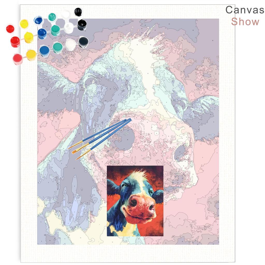 RUOPOTY Painting By Numbers Cattle Animal Wall Art Unique Gift Acrylic Home Decor Hand Painted Coloring Flower For Living Room
