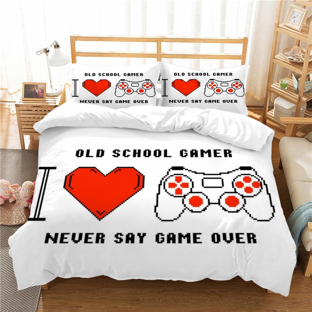 Постельное белье с игровой ручкой и принтом, набор пододеяльников, крутой домашний текстиль, детское постельное белье, комплект королевских размеров, стеганый чехол