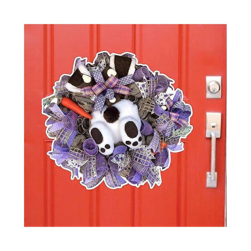 (30cm,E)Easter Rabbit Garlands Colorful Easter Rabbit Wreath Bunny Sticker Party Eggs Door Oranments