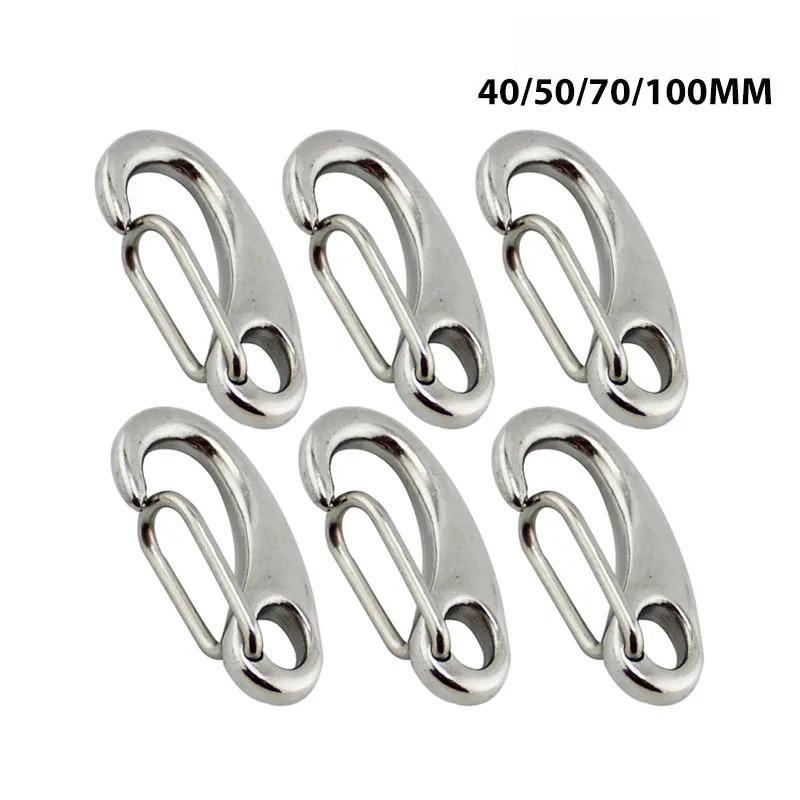 6pcs Egg Shape Spring Snap Hooks Marine 304 Stainless Steel Multifunctional Hiking Camping Belt Carabiner Quick Release Hook
