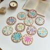 Handmade Seashell Art Coaster Seashell Coaster Handcrafted Seashell Flower Pattern Table Coasters Artistic for Home for Tables