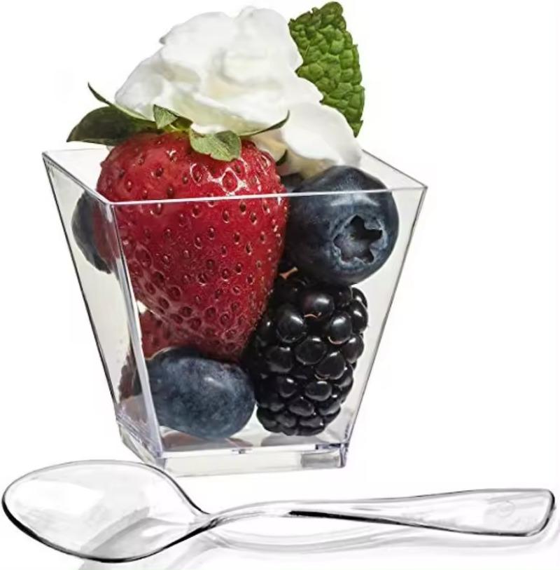 50/100 шт. Круглые стаканчики для десертов, одноразовые прозрачные стаканчики для парфе, стаканчики для мороженого, суфле, желе, праздничные принадлежности