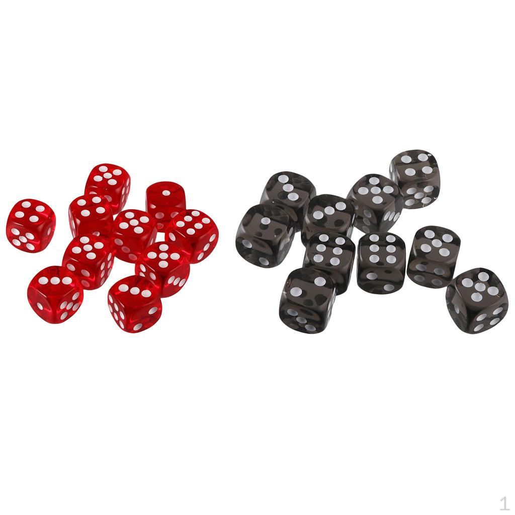 20x Прозрачные акриловые шестигранные кубики D6 с точками для DND