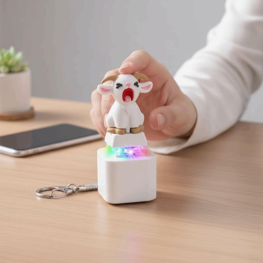 LED Glowing Screaming Goat Keychain Mechanical Click Fidget Button Toy Keyboard Lovers