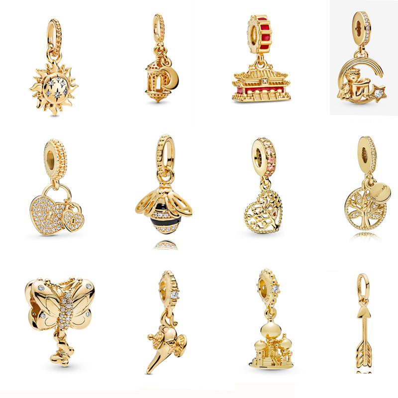 Новый золотой кулон, сверкающие бусины в виде солнца, пчелы и дерева, очаровательные оригинальные модные браслеты, ювелирные изделия своими руками для женщин
