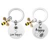 Милые мультяшные брелки с пчелой, забавные английские слова «bee happy», высококачественный брелок из нержавеющей стали, небольшой подарок