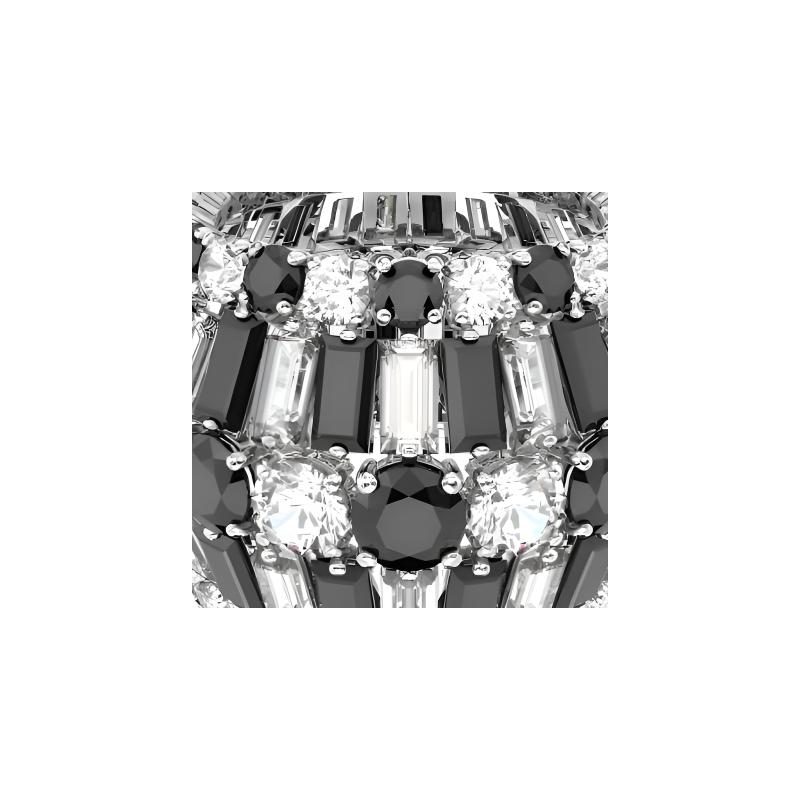 Swarovski Hyperbola hybrid cut cubic zirconia rhodium-plated, crystal-proof ring for men and women, couple model, black 9009656153222