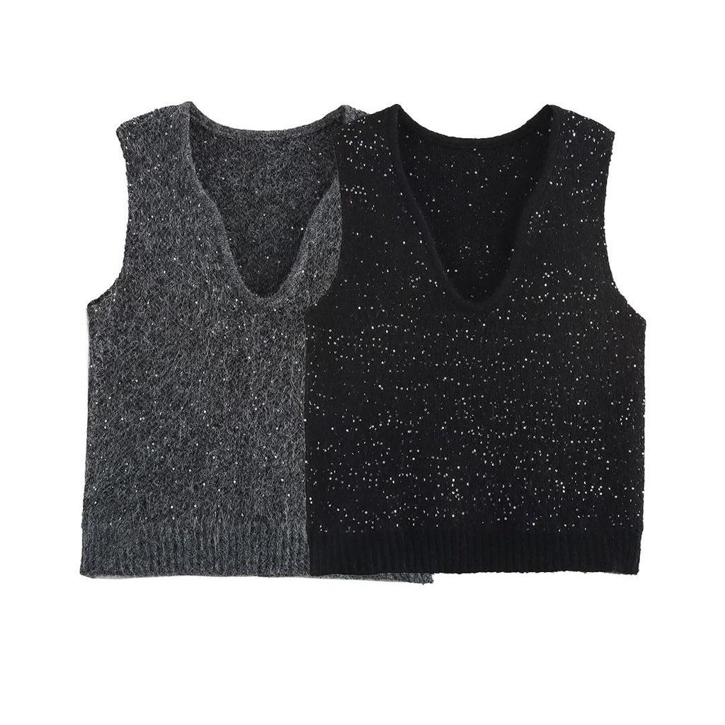 Spring 2025 Women's European-American Style Ruyi Collar Sleeveless Knit Vest