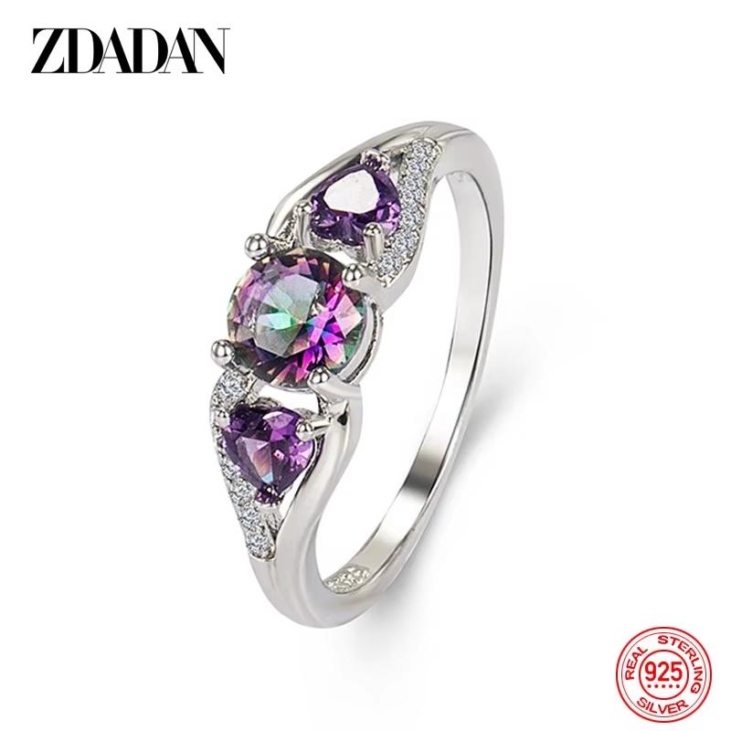 925 Sterling Silver Heart Zircon Ring for Women Fashion Jewelry Accessories Gift