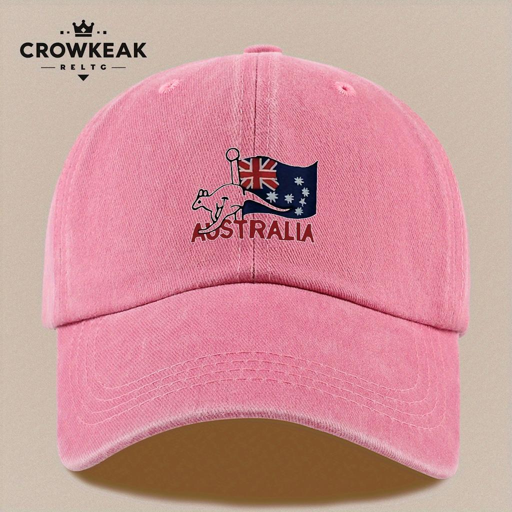 pc Australia Kangaroo Flag Baseball Cap  Vintage Distressed Trucker Hat Adjustable Snapback Closure Lightweight Breathable U