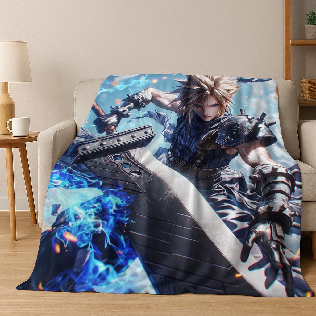 Мультяшное фланелевое одеяло Final Fantasy Сефирот Клауд Тифа, теплое и уютное мягкое покрывало для дома, спальни, кровати, дивана, ребенка