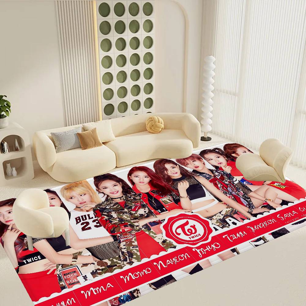 Kpop T-Twice Floor Mat Anti-slip Absorb Water Long Strip Cushion Bedroon Mat Alfombra