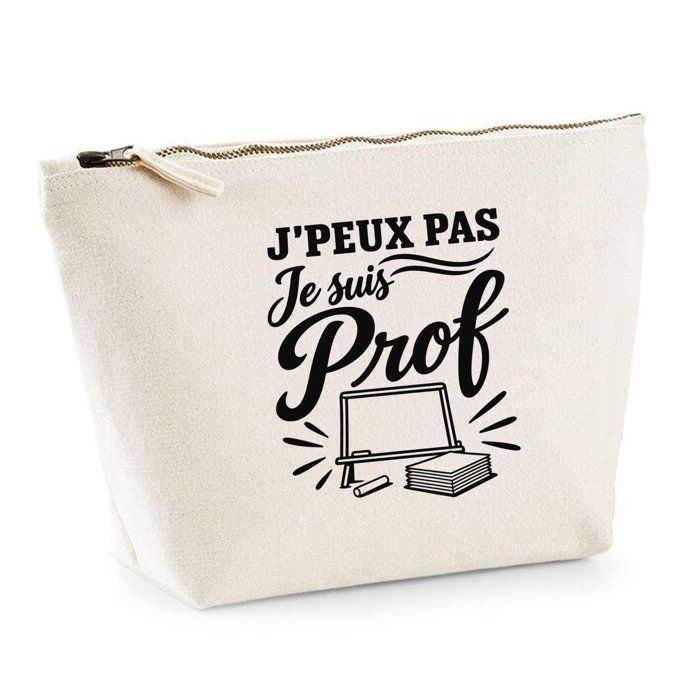 Trousse de toilette - PLANETEE - J’peux pas je suis Prof J'peux pas minimaliste - Beige - 100% coton - 3 L