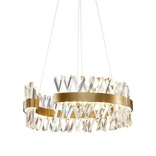 Amsterdam - Chandelier 60 cm, LED ring 118 W, Brushed Brass, K9 Gold Crystal