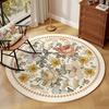 Flower Pattern Living Room Decoration Round Carpet Fluffy Soft Study Rug Thick Plush Bedside Mat American Style Rugs for Bedroom