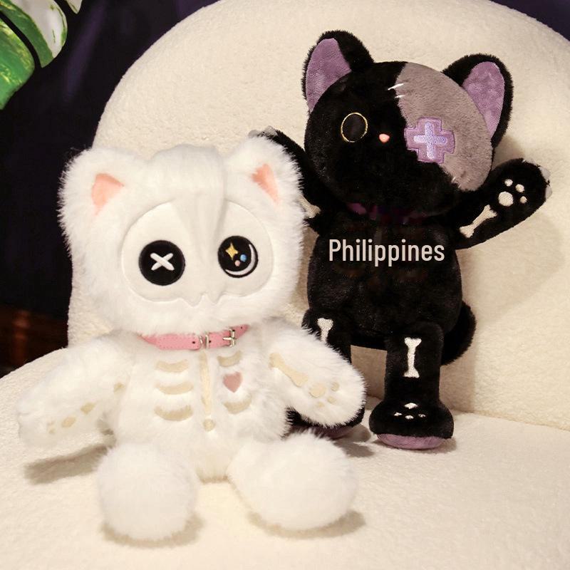3D Plush Skull Cat Doll - Cute Cartoon Pillow and Creative Gift