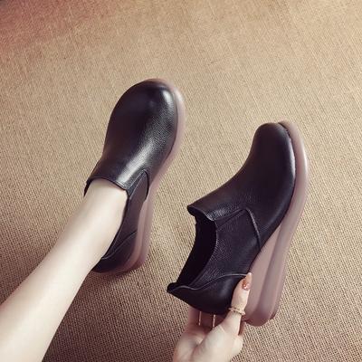 Осенний верхний слой из воловьей кожи, губчатая подошва, удобная женская обувь, повседневная кожа, удобная женская обувь для мам среднего возраста