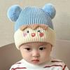 Festive Red Baby Wool Hat Autumn and Winter Baby Knitted Pullover Hat Winter Christmas Hat Infant Ear Hat