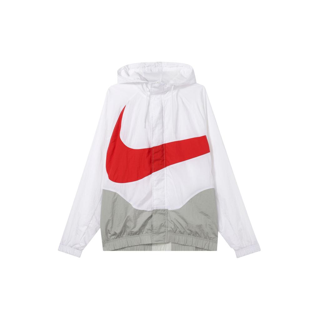 Nike Спортивная куртка-ветровка Swoosh с капюшоном, тканая, свободного кроя, ветрозащитная, унисекс, белая DD5968-100