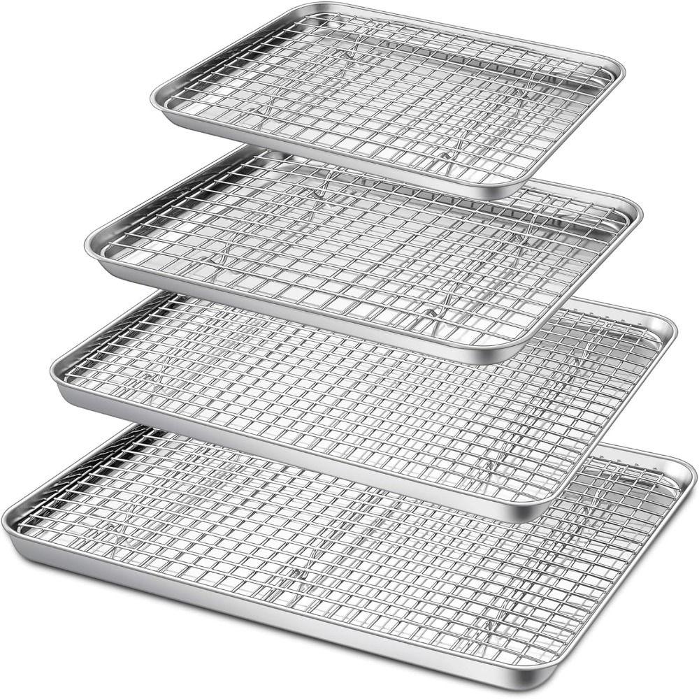 Stainless Steel Square Baking Plate Nonstick Pizza Barbecue Shelf  Cooking Roasting Grilling Tool