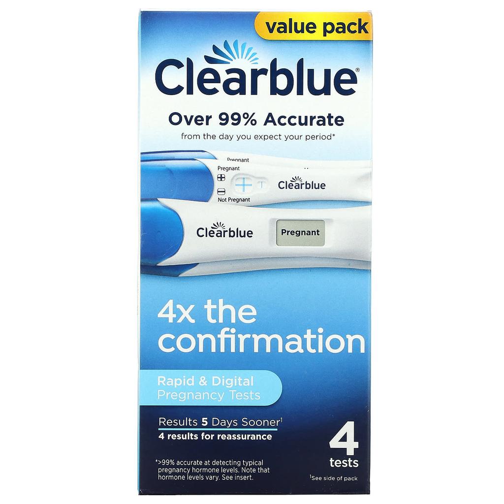 CLEARBLUE Быстрый и цифровой тест на беременность, 4 теста