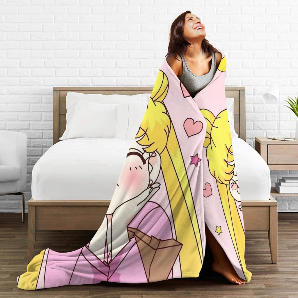 Sailor Moons Soft Blanket  Children Plush Bedding Throws Aesthetic Couch Chair Flannel Bedspread Sofa Bed Cover