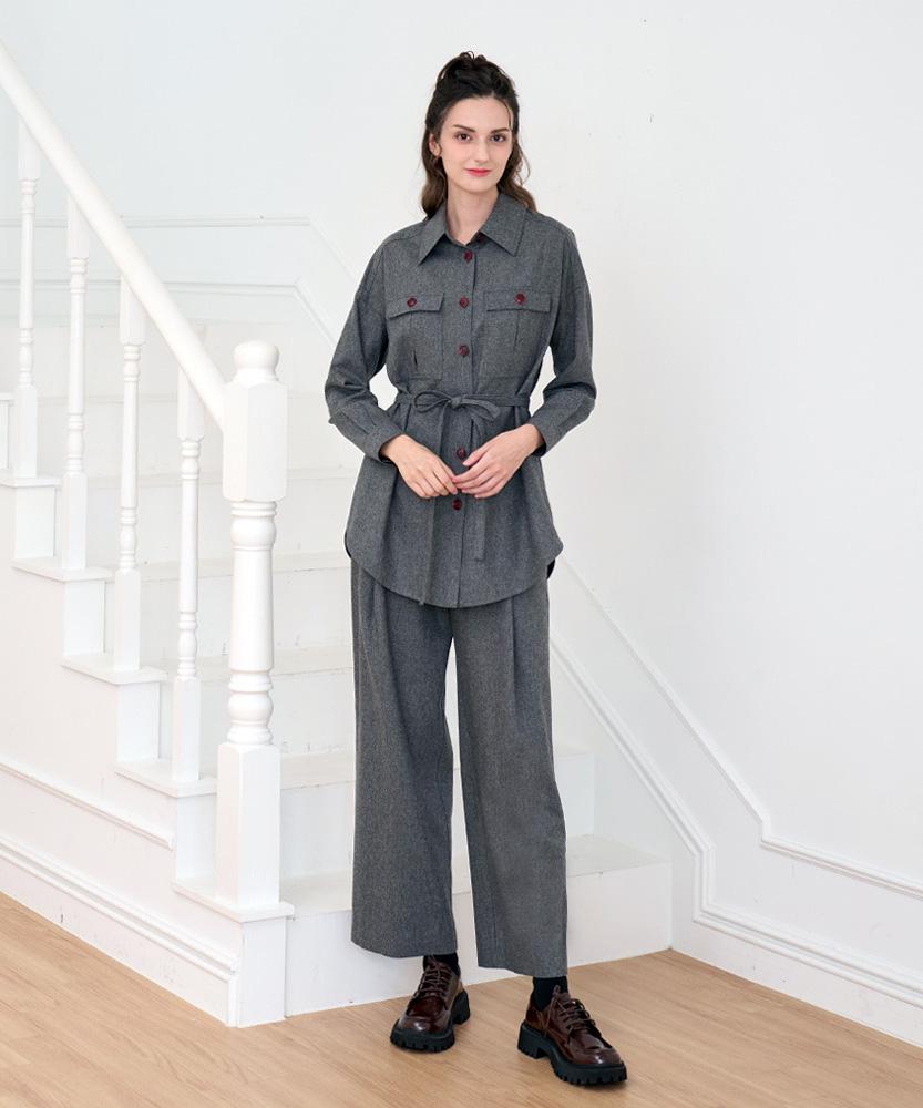 LBYL Wool Grey One-Pintuck Pants