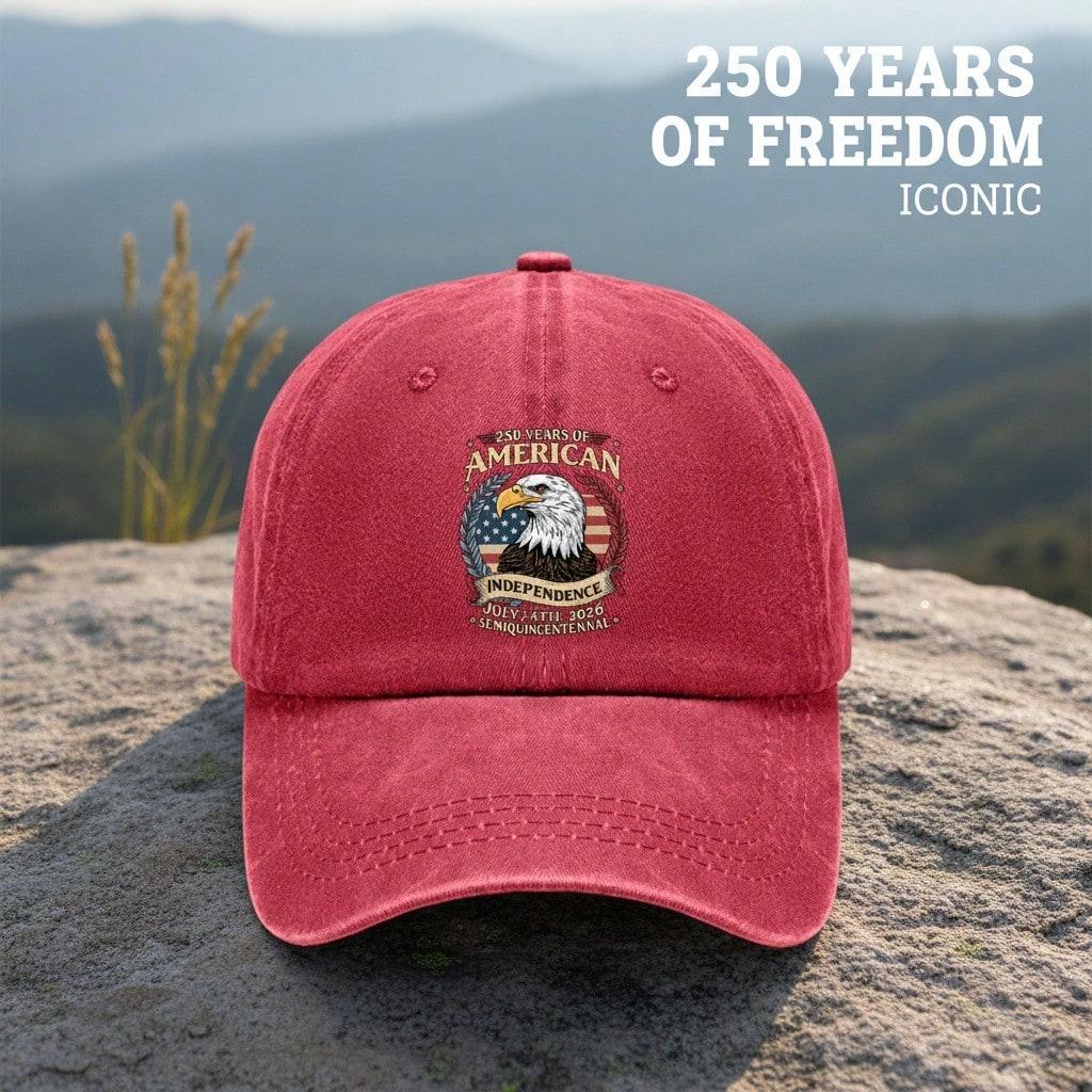 [American Independence Baseball Hat] Unisex 250Th Anniversary Eagle & Flag Print Lightweight Adjustable Polyester Patriotic Casual Outdoor Sports Cap